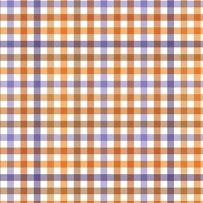 The minimalist gingham halloween plaid picnic blanket checkered pattern lilac orange