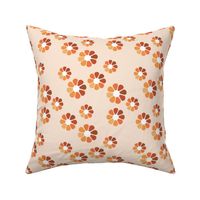 Minimalist vintage flowers seventies fall blossom orange blush brown on blush cream