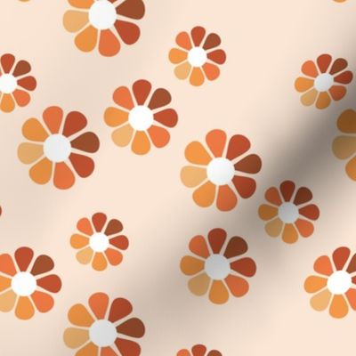 Minimalist vintage flowers seventies fall blossom orange blush brown on blush cream