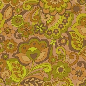 30 Flower Power green and brown