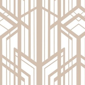 Art Deco Geometric Skyscrapers in Soothing Taupe