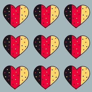 Belgian flag hearts on grey