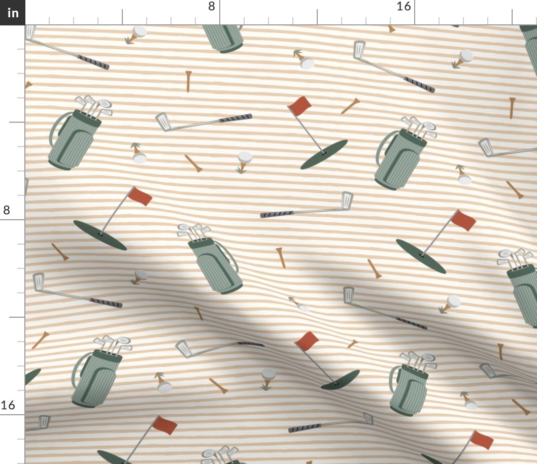 tee time - sage/neutrals - golf themed fabric C21