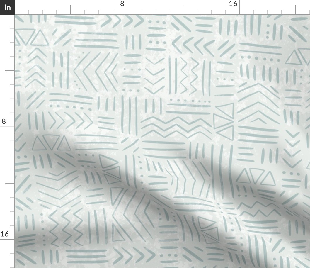 Chevron, Lines, Dots - Textured, Loose Geometric - blue green - medium