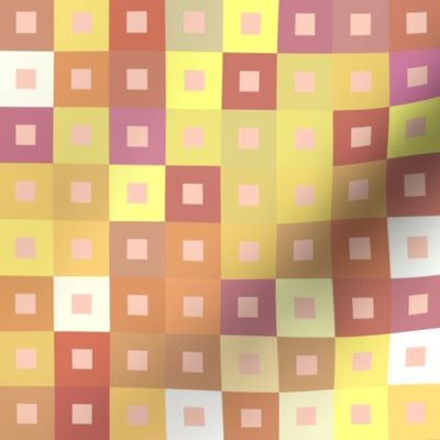 Mosaic of squares, yellow-brown gamma, Small scale
