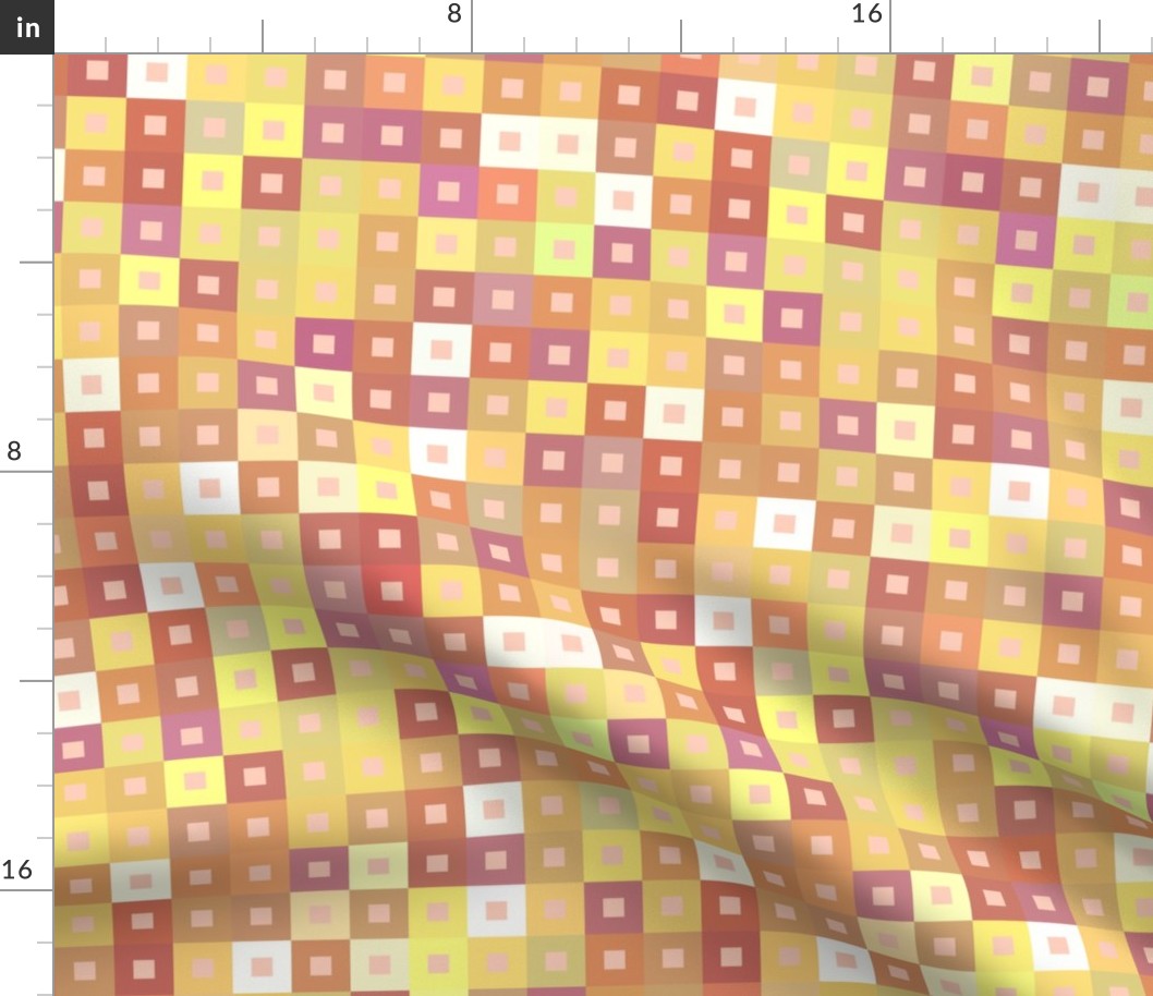 Mosaic of squares, yellow-brown gamma, Small scale