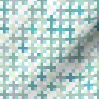 Mosaic of uneven squares, green-turquoise gamma, Small scale