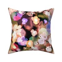 Abstract flowers watercolor Pink gold Medium floral fabric