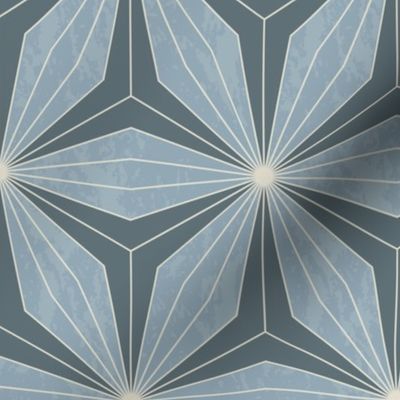 Neutral blue geometric hexagonal flowers