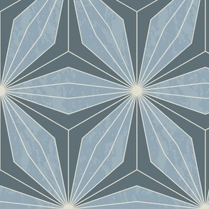 Neutral blue geometric hexagonal flowers