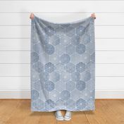 Sashiko Blue Gray Large- Japanese Geometric  Wallpaper- Asanoha- Seigaiha- Japandi- Soothing Neutral- Slate- Light Indigo- Denim