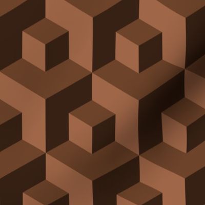 3D Wallpaper milk chocolate brown isometric cubes