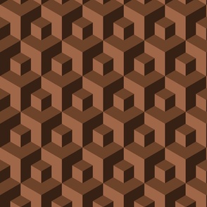 3D Wallpaper milk chocolate brown isometric cubes