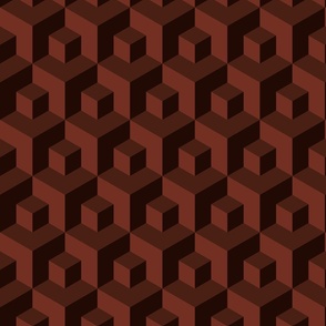 Dark chocolate brown 3D isometric Wallpaper cubes