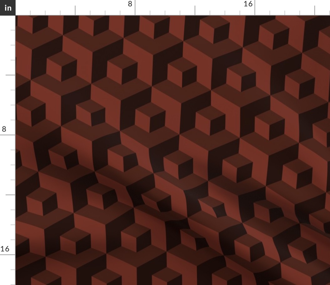 Dark chocolate brown 3D isometric Wallpaper cubes