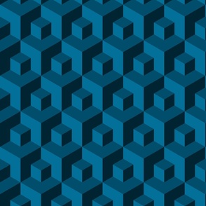 3D Wallpaper peacock teal cubes isometric
