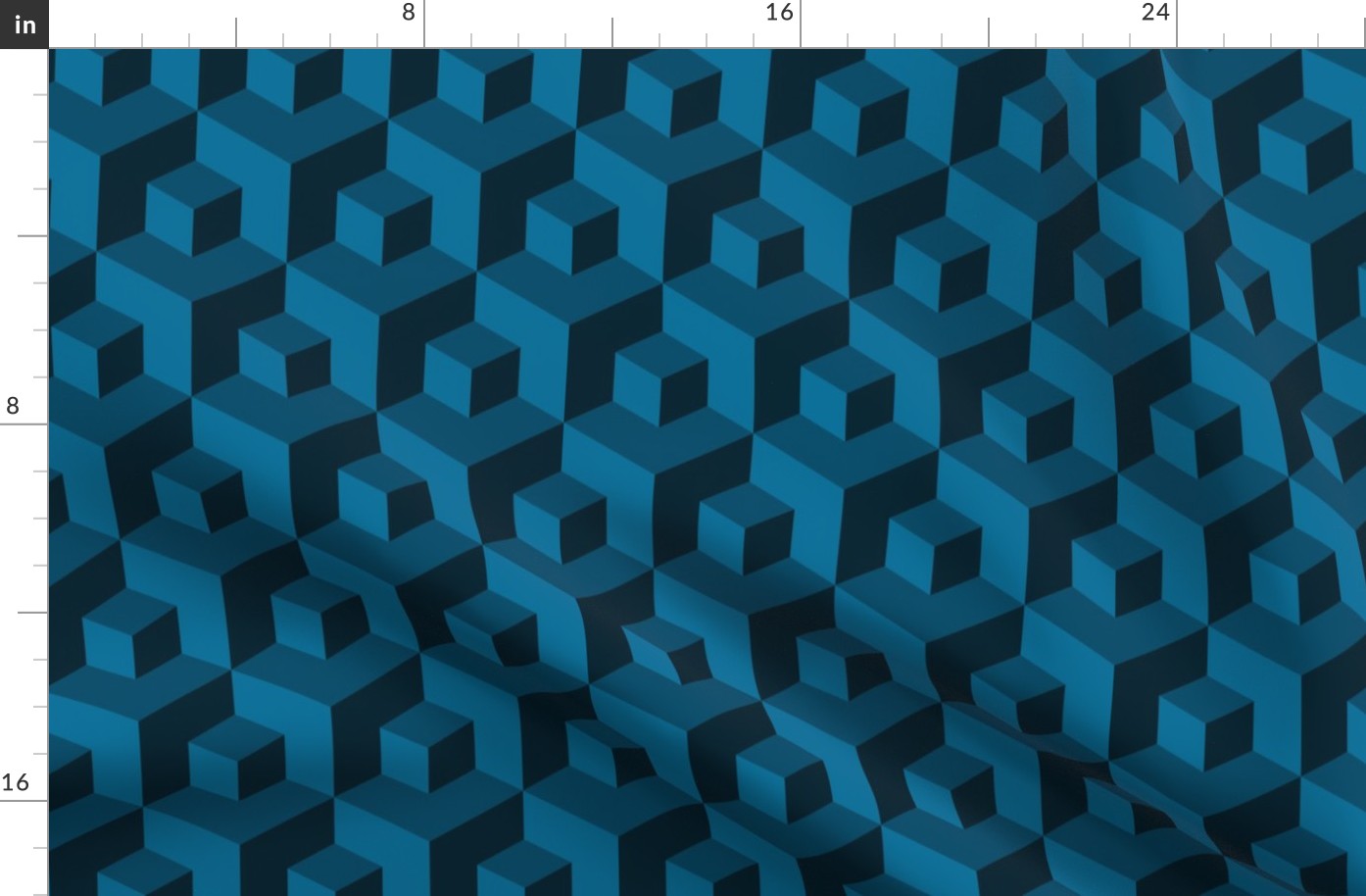 3D Wallpaper peacock teal cubes isometric