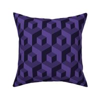 3D Wallpaper dark grape purple isometric cubes