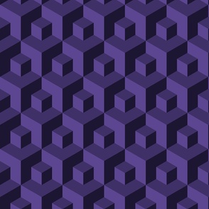 3D Wallpaper dark grape purple isometric cubes