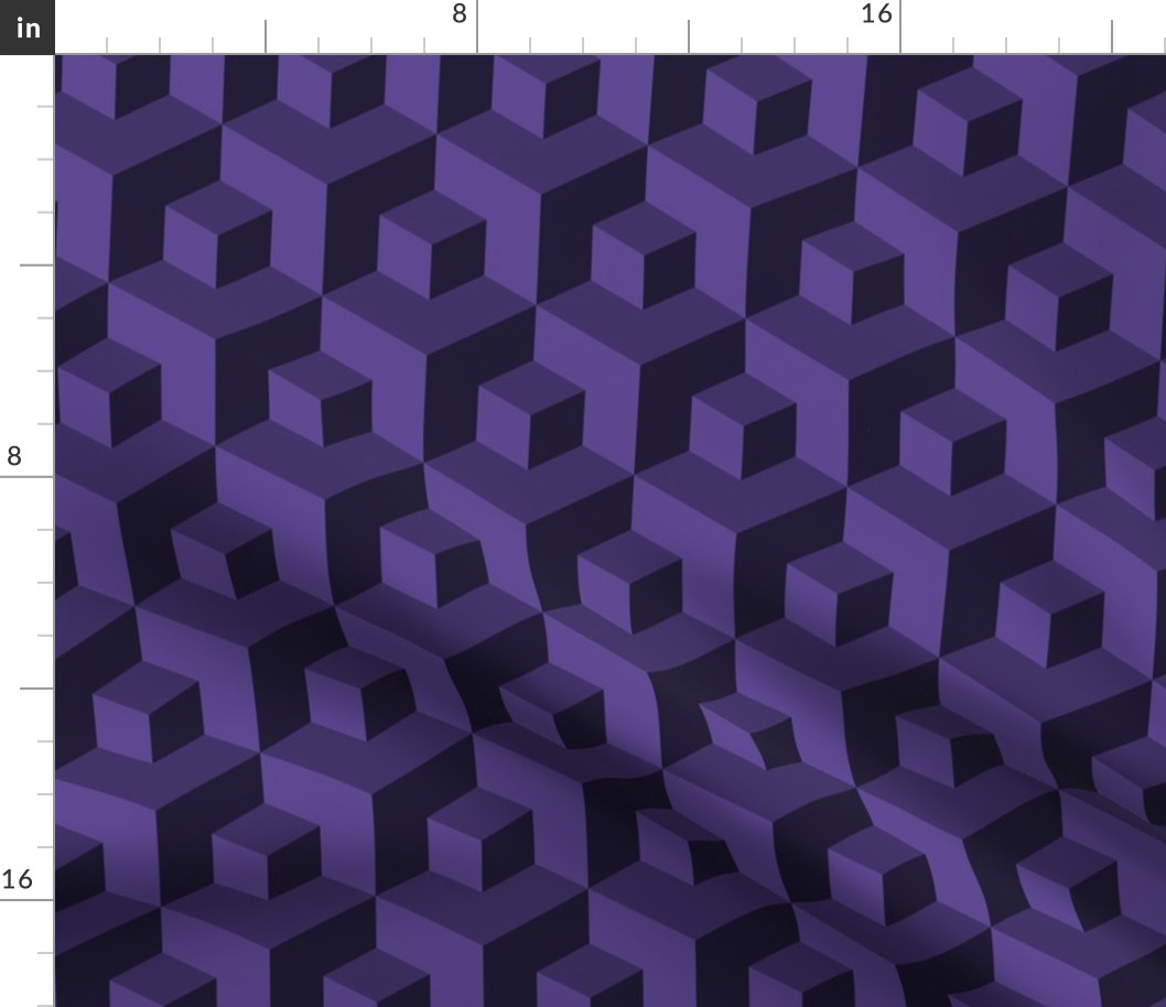 3D Wallpaper dark grape purple isometric cubes