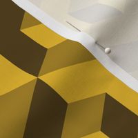 Mustard yellow 3D Wallpaper isometric cubes