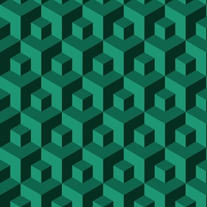 Emerald Green 3D cubes isometric Wallpaper