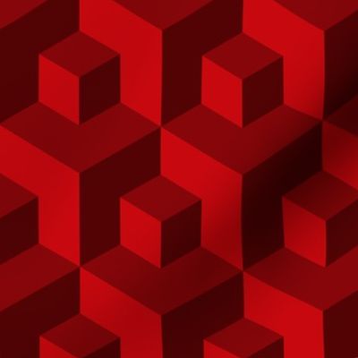 Electric Red 3D cubes isometric Wallpaper