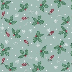 Snowflakes And Holly Berries