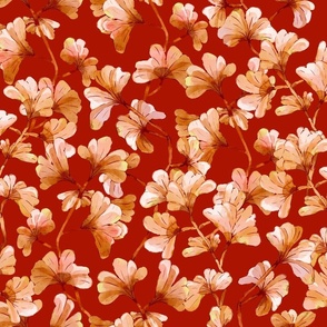 Coral Gingko Garden - Crimson Large Scale