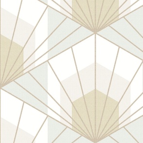 Hex Deco Art Deco Sunrise XL wallpaper scale in grey by Pippa Shaw