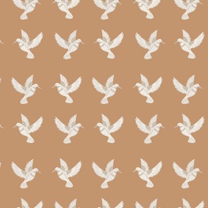 Whimsical Monochrome Hummingbirds_ brown tan and neutrals_ medium scale