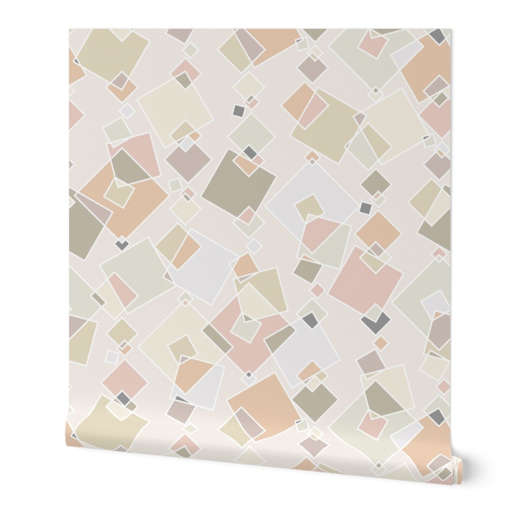 flying squares - neutral geometric dream - geometric fabric