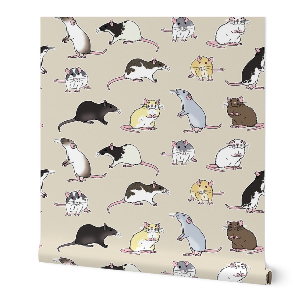 mini rat pattern beige plain