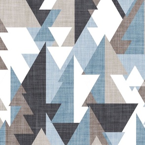 Large jumbo scale // Geo forest // pastel blue and almond frost brown and stark white geometric triangular pine trees