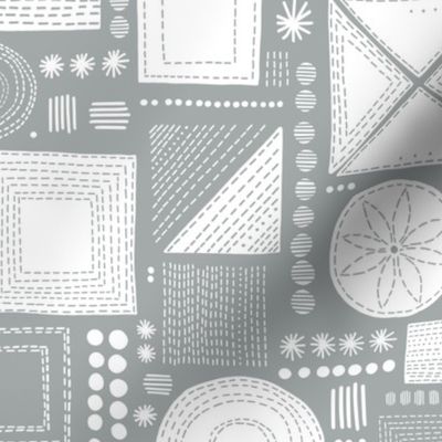 Embroidery geometrics in grey