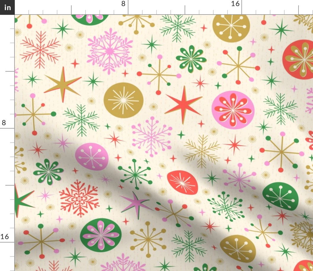  Retro Modern Snowflakes on a Cream Background