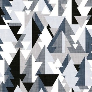 Small scale // Geo forest // greys black and white geometric triangular pine trees