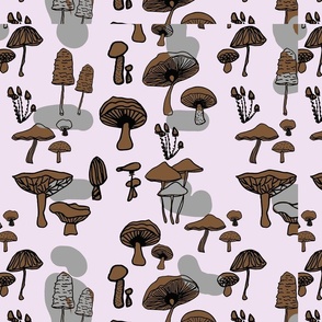 children's mushroom  purple _ tan print