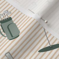 (med scale) tee time - sage/neutrals - golf themed fabric C21