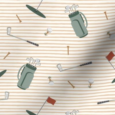 (med scale) tee time - sage/neutrals - golf themed fabric C21