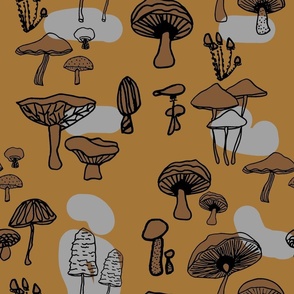 children's mushroom  new brown _ tan print