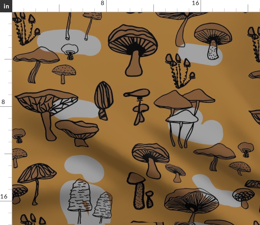 children's mushroom  new brown _ tan print