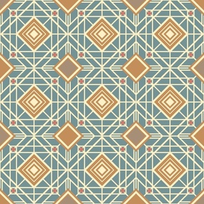 Lattice Art Deco Abstract Geometric in Elegant Neutrals and Blue - LARGE Scale - UnBlink Studio by Jackie Tahara