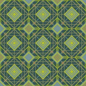 Lattice Art Deco Abstract Geometric in Elegant Dark Blue Green - LARGE Scale - UnBlink Studio by Jackie Tahara