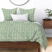 Geometric Deco Mist -- Mint Green over Aqua Mint Green Geometric Art Deco – 171dpi (88% of Full Scale)