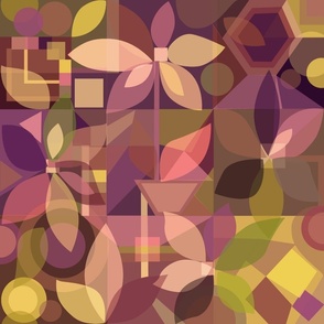Geometric Floral Mauves, 18 inch