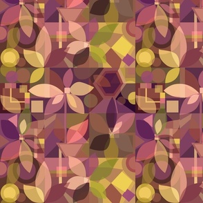 Geometric Floral Mauves, 12 inch