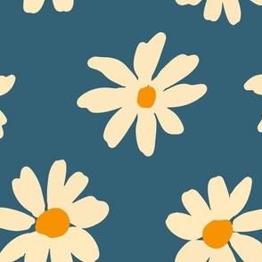 Navy and White Daisies - Large