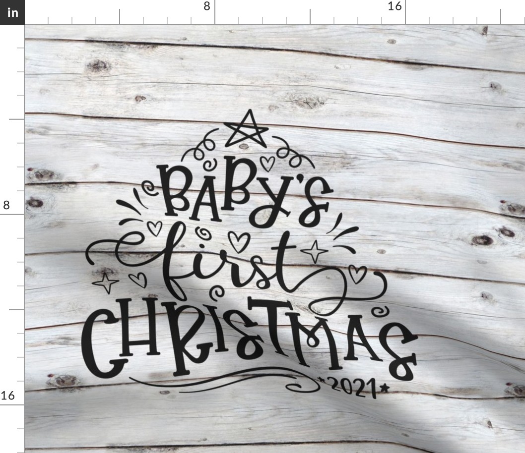 Baby's First Christmas Shiplap 18 inch square