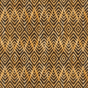 Feather Ikat - medium - marigold and black